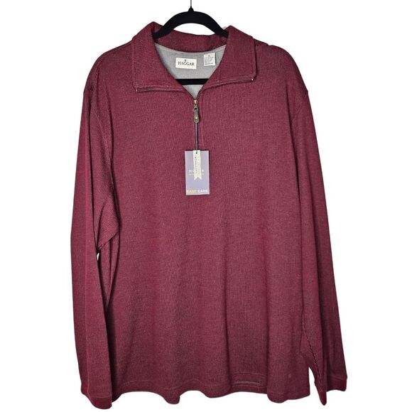 Brand New Haggar Mens Popover Ribbed Knit Longsleeve Collared Shirt Size XL - Picture 1 of 9